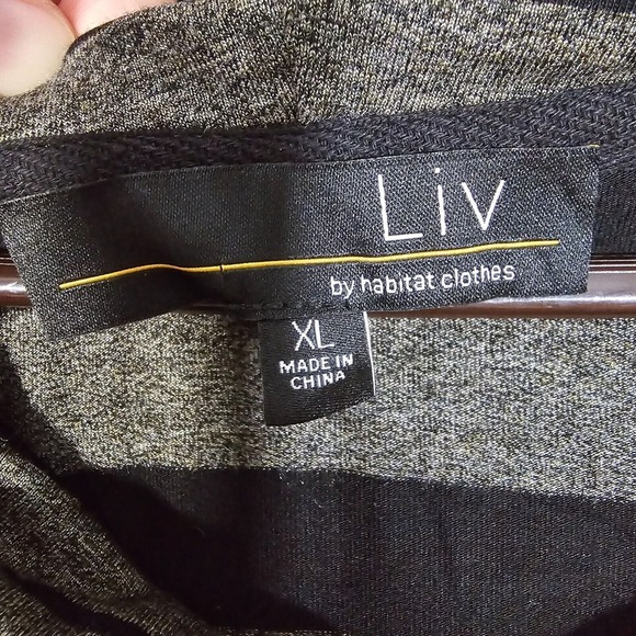 Liv by Habitat Womens Sweater XL Gray Black Striped Cowl Neck Stretch - Picture 5 of 13